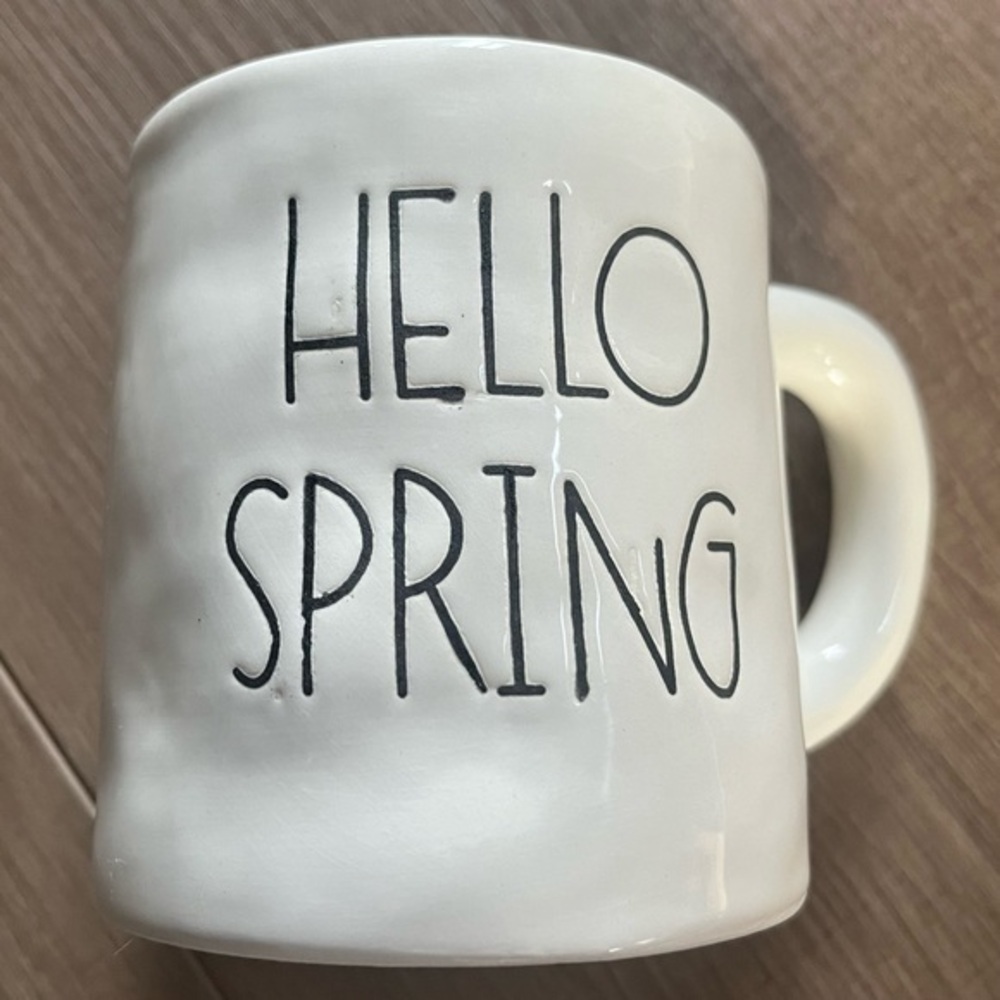 Hello Spring Pink & White Ceramic Mug New Item 4” Tall‎ Cup - Picture 2 of 8